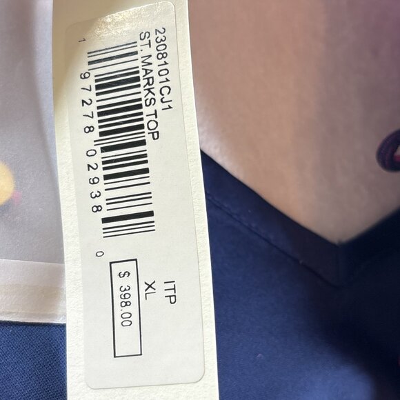 Trina Turk Women's St Marks Silk Blend Button-Up Blouse Size XL Blue/PInk NWT - Picture 11 of 16